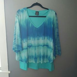 Turquoise tie dye top